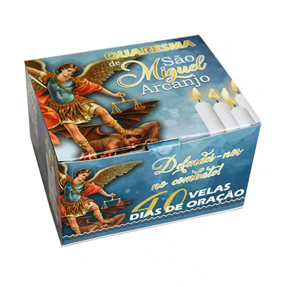 Vela Quaresma de Sao Miguel caixa com 40 velas e Folheto com Oracão