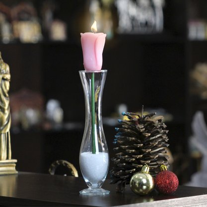 Vela Botão Rosa Rosa