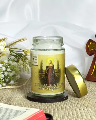 Vela Vidro Perfumada Nossa Senhora das Lágrimas