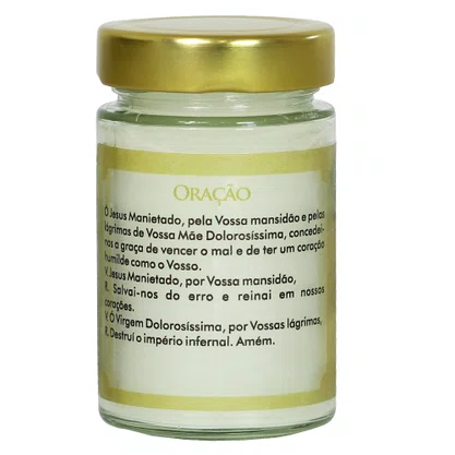 Vela Vidro Perfumada Nossa Senhora das Lágrimas e Jesus Manietado