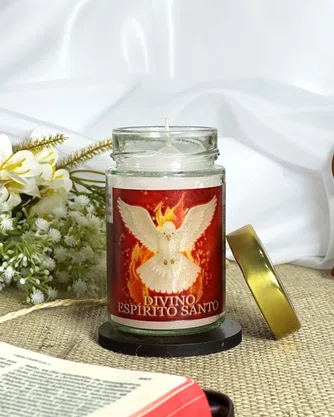 Vela Vidro Perfumada Divino Espírito Santo