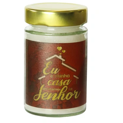 Vela Vidro Perfumada Eu e minha Casa Serviremos ao Senhor 