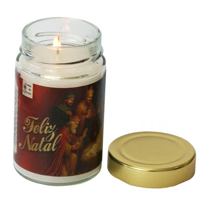 Vela Vidro Perfumada Feliz Natal Vermelho 