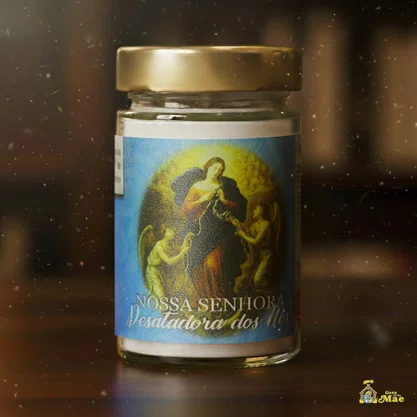 Vela Vidro Perfumada Nossa Senhora Desatadora dos Nós
