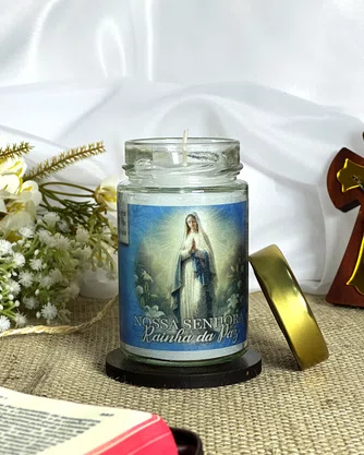 Vela Vidro Perfumada Nossa Senhora Rainha da Paz