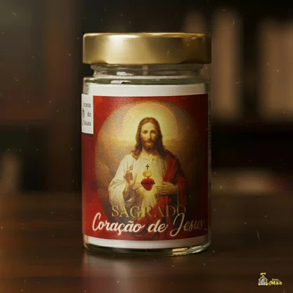 Vela Vidro Perfumada Sagrado Coração de Jesus
