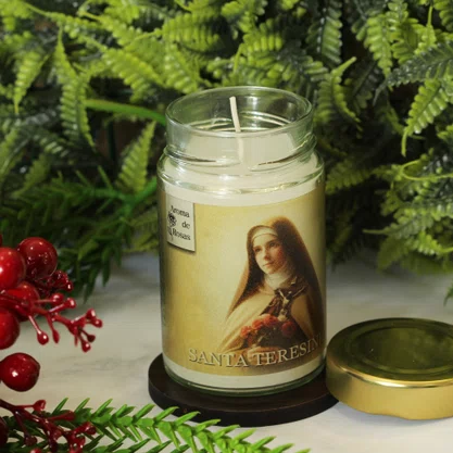 Vela Vidro Perfumada Santa Teresinha