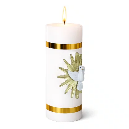 Vela Votiva G Premium Aplique Divino Espírito Santo