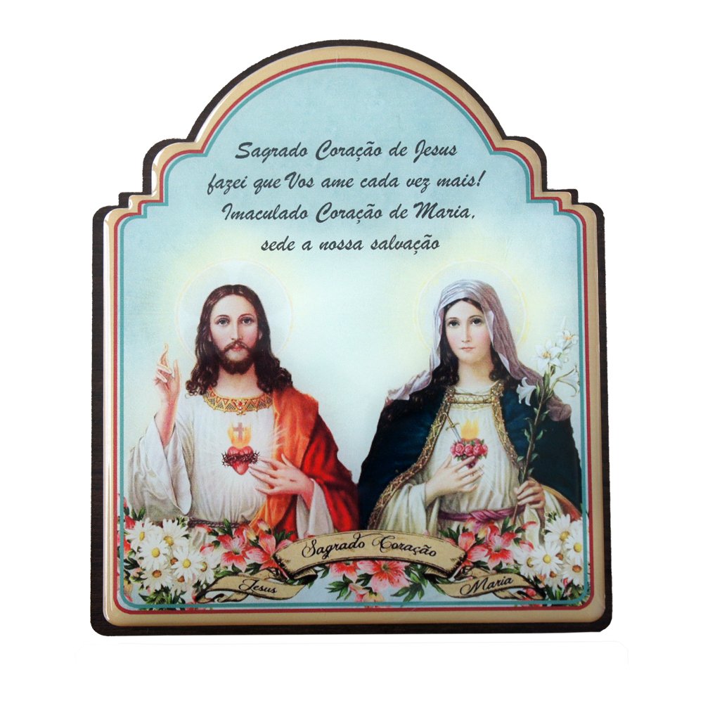 Porta Chaves Sagrado Coração de Jesus e Imaculado Coração de Maria Modelo  Provençal em MDF Resinado 21cm - Casa da Mãe Artigos Religiosos