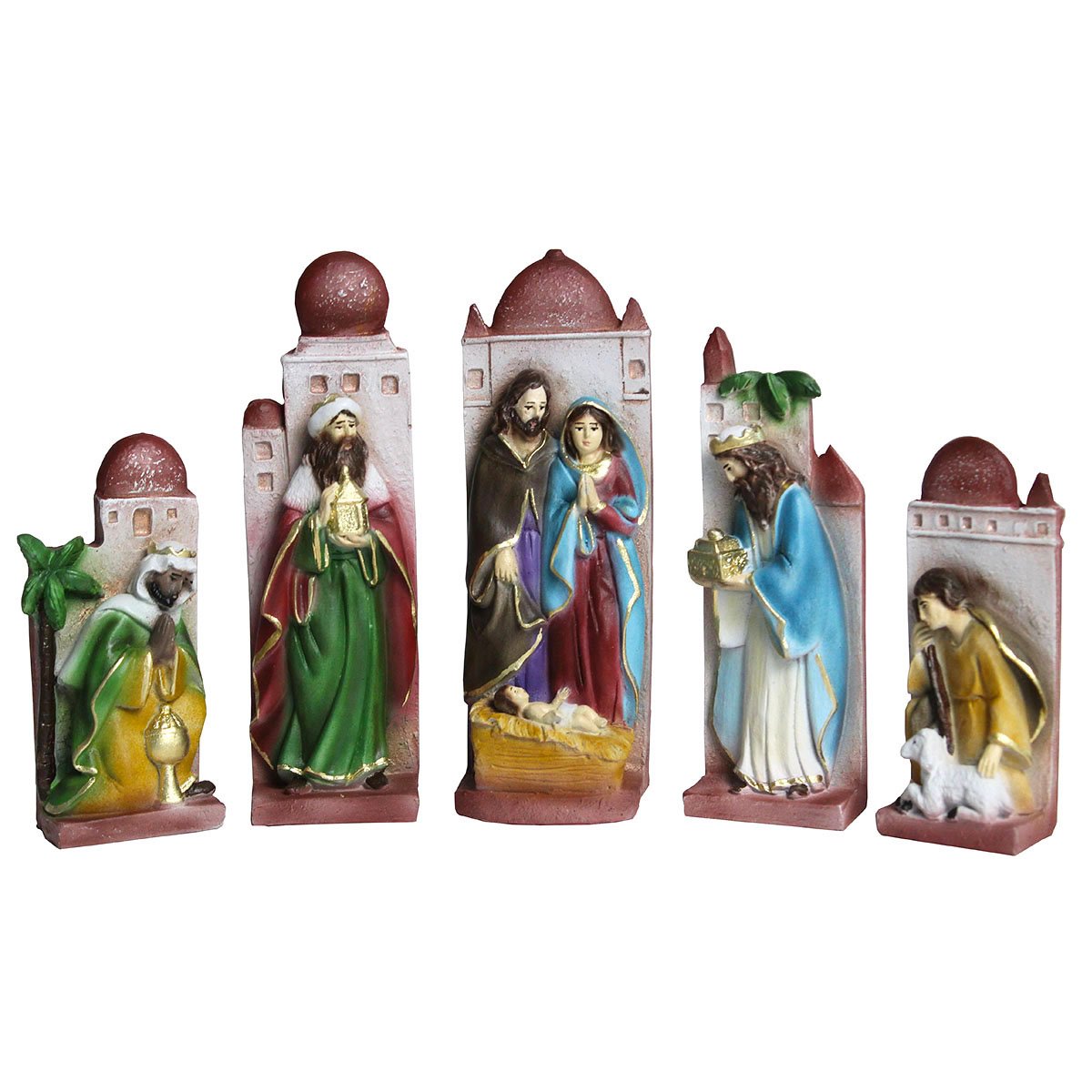 Presépio de Resina Nacional 5 Peças Montagem - 13 cm
