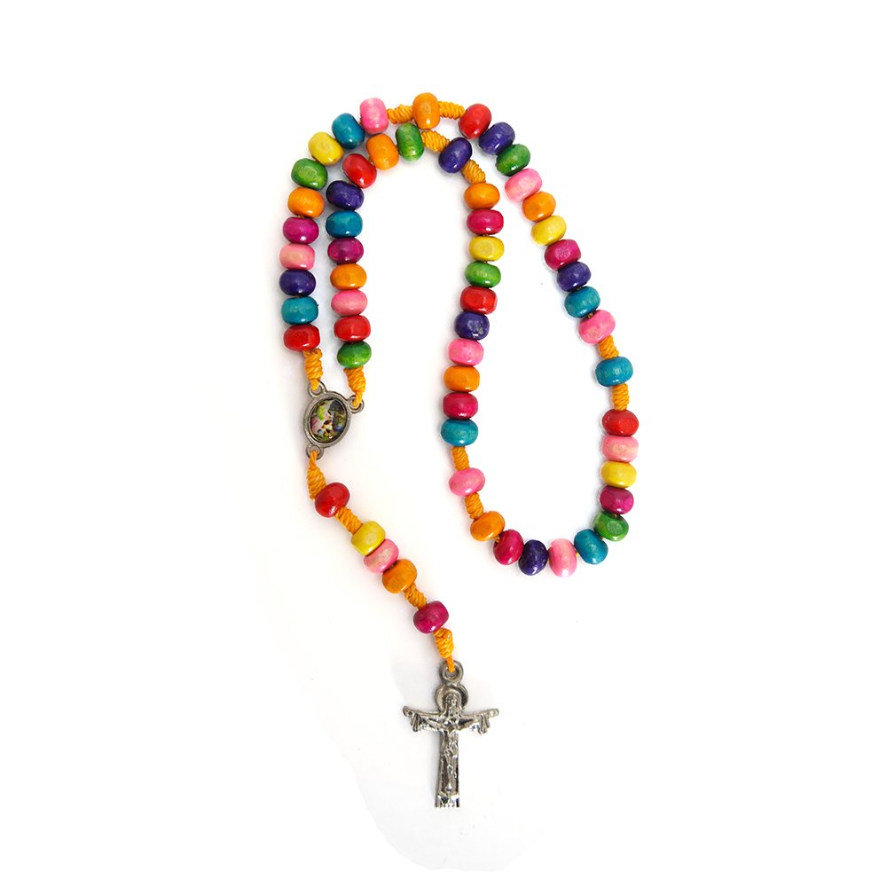 Terço Infantil de Madeira Colorida Nossa Senhora Aparecida
