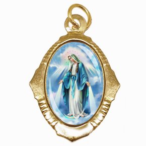 100 Unidades - Medalha Chapa Resinada de Nossa Senhora Das Graças