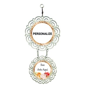 12 unid - Adorno Porta Personalizado Mandala Flor Madeira 2 Medalhas