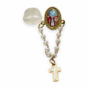 12 unid. - Boton Divino Pai Eterno Oval Terco Pérola