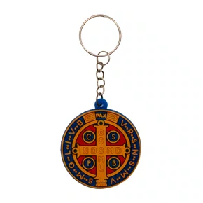 12 unid - Chaveiro Emborrachado Medalha São Bento