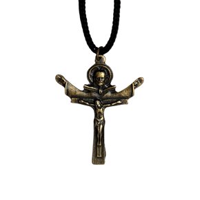 12 unid - Cordão Crucifixo Santíssima Trindade Ouro Velho