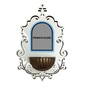 12 unid - Pia Água Benta Personalizada em MDF 3mm Branco 19cm