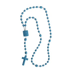 12 unid - Terço Nylon Azul Claro Leitoso G 