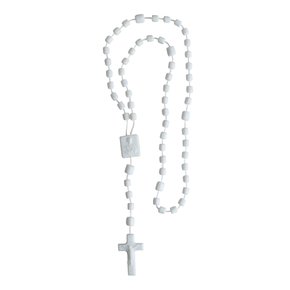 12 unid - Terço Nylon Leitoso Branco G