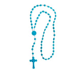 12 unid - Terço Nylon São Bento Azul Claro Leitoso 