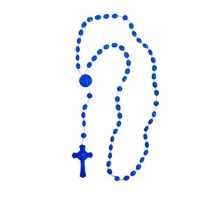 12 Unid - Terço Nylon São Bento Azul Escuro Transparente