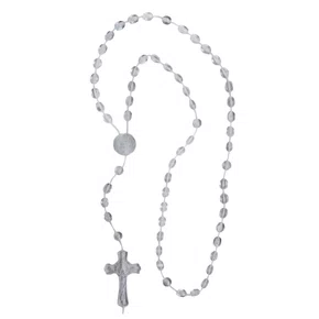 12 unid - Terço Nylon São Bento Transparente Cristal G