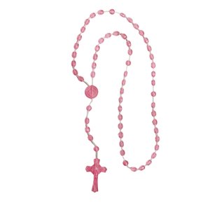 12 - Unid Terço Nylon São Bento Translúcido Rosa