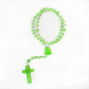 12 unid - ﻿Terço Nylon Transparente Verde Limão P