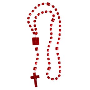12 unid - Terço Nylon Vermelho Translucido Entremeio Sag Coração de Jesus e Nossa Senhora Aparecida