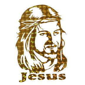 Adesivo Face de Cristo Dourada 11cm x 7.5 cm