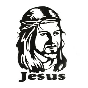 Adesivo Face de Cristo Preto 11 cm X 7,5 cm