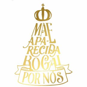 Adesivo Mae Aparecida Rogai Por Nos em Dourado 13,5 cm X 9 cm