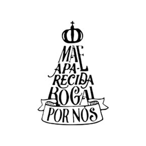 Adesivo Mãe Aparecida Rogai Por Nós em Preto 13,5 x 9 cm