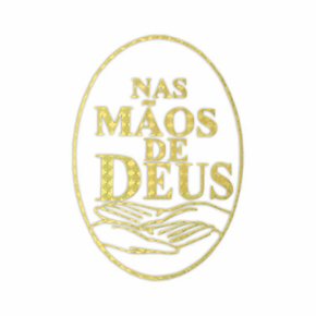 Adesivo Nas Mãos de Deus em Dourado 13 x 9 cm