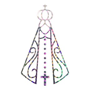 Adesivo Nossa Senhora Aparecida Vazado em Prata 11 x 7 cm