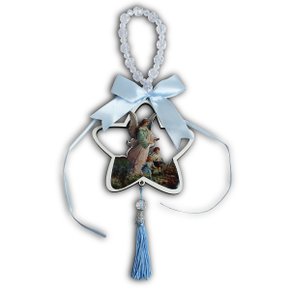 Adorno de Berço Anjo da Guarda Estrela com Fita Azul