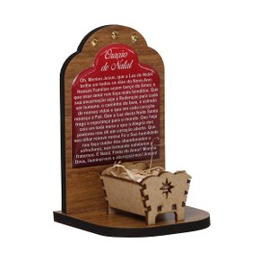 Adorno de Mesa com Manjedoura e Oração - 11 cm x 7 cm