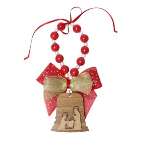 Adorno de Porta Sagrada Família e Sino Laço - 21 cm x 6,5 cm