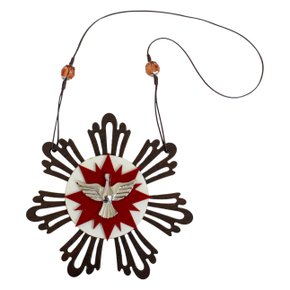 Adorno Divino Espírito Santo com Resplendor Vermelho Adorno Divino Espírito Santo com Resplendor Vermelho
