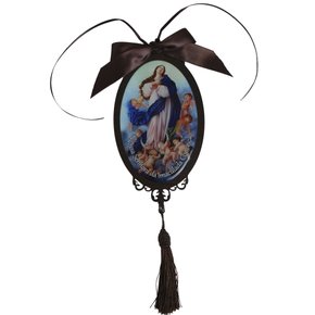 Adorno Oval Nossa Senhora da Imaculada Conceição em MDF