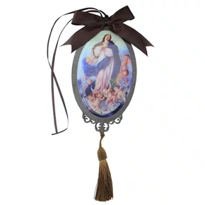 Adorno Oval Nossa Senhora da Imaculada Conceição em MDF