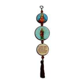 Adorno Redondo de Porta São Judas 3 medalhas 38 cm x 8 cm Adorno Redondo de Porta São Judas 3 medalhas 38 cm x 8 cm
