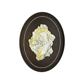 Adorno Virgem Dourado e Prata Madeira Strass 15 cm Adorno Virgem Dourado e Prata Madeira Strass 15 cm