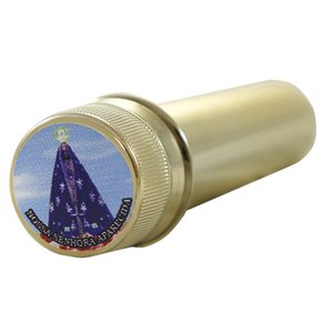Aspersorio Nossa Senhora Aparecida em Acrilico Dourado 14 cm x 4 cm