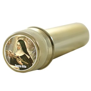 Aspersório Santa Rita em Acrílico Dourado 14 cm x 4 cm
