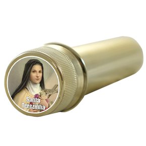Aspersório Santa Teresinha em Acrílico Dourado 14 cm x 4 cm