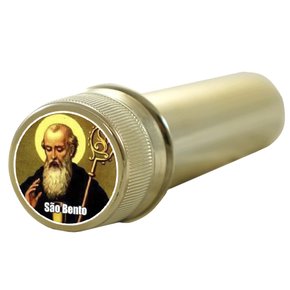 Aspersório São Bento em Acrílico Dourado 14 cm x 4 cm