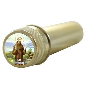 Aspersório Sao Francisco de Assis em Acrílico Dourado 14 cm x 4 cm