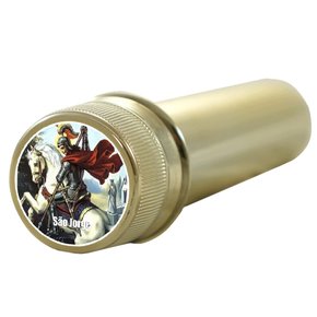 Aspersório São Jorge em Acrílico Dourado 14 cm x 4 cm