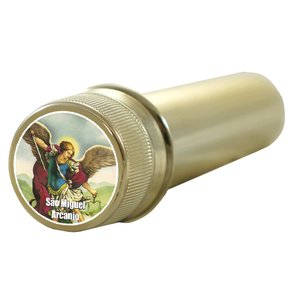 Aspersório São Miguel Arcanjo em Acrílico Dourado 14 cm x 4 cm
